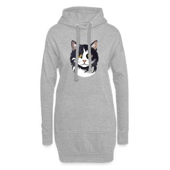 schwarz weiß Katzenkopf Grafik süß Katze Goldaugen - Hoodie-Kleid - Grau meliert - Vorne
