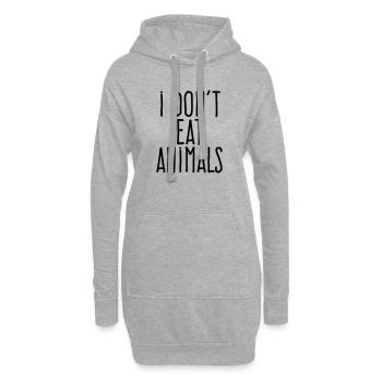Ich esse keine Tiere – Zitat zum veganen Lebensstil - Hoodie-Kleid - Grau meliert - Vorne