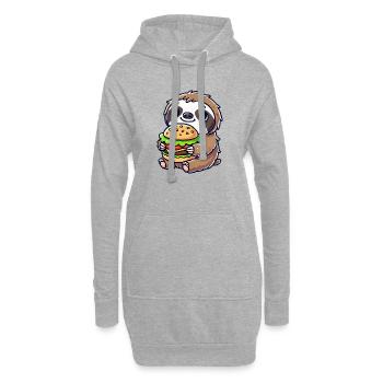 Un joli paresseux avec un burger - Sweat-shirt à capuche long Femme - gris chiné - Devant
