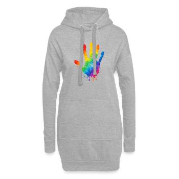 Motif aquarelle colorée à empreintes de main - Sweat-shirt à capuche long Femme - gris chiné - Devant