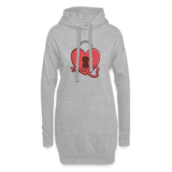 Clé de mon cœur : serrure et clé Saint-Valentin - Sweat-shirt à capuche long Femme - gris chiné - Devant