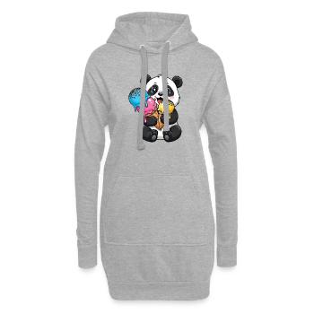 Süßer Panda Cartoon Eis Sommer Süßigkeit - Hoodie-Kleid - Grau meliert - Vorne