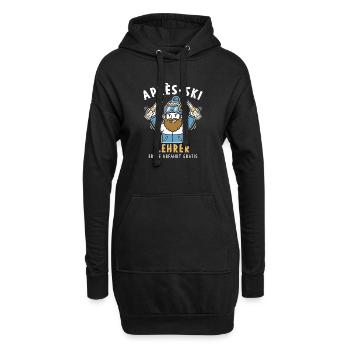 Après-Ski Lehrer – Erste Abfahrt Gratis Design - Hoodie-Kleid - Schwarz - Vorne