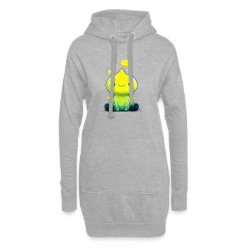 Kleiner Neon-Slime mit Lächeln - Hoodie-Kleid - Grau meliert - Vorne