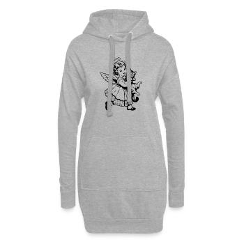 Cherub mit Katze – Vintage Engel Silhouette - Hoodie-Kleid - Grau meliert - Vorne