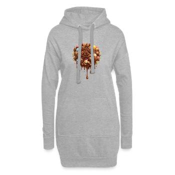 Schokoladenstrauß mit Pralinen Illustration - Hoodie-Kleid - Grau meliert - Vorne