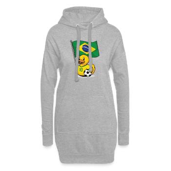 Le fan de football brésilien avec un drapeau - Sweat-shirt à capuche long Femme - gris chiné - Devant