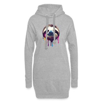 Faultier Neon Farbtropfen Illustration - Hoodie-Kleid - Grau meliert - Vorne