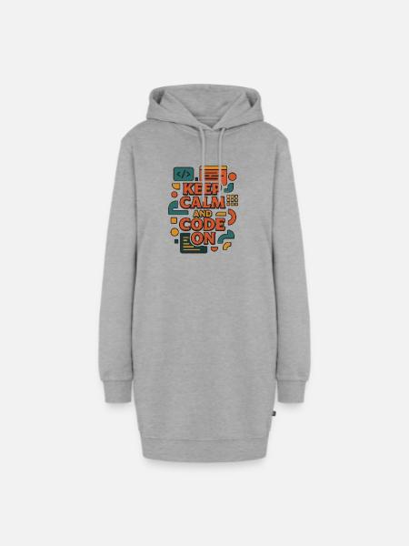 Keep Calm and Code On – Lustiges Coder Shirt - Hoodie-Kleid - Grau meliert