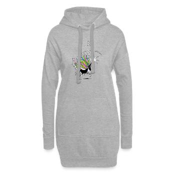 Einhorn-Blitzableiter - Hoodie-Kleid - Grau meliert - Vorne