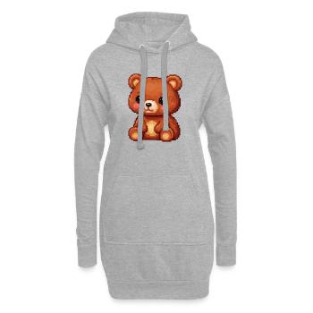 Teddy Bear Pixel Comic - Sweat-shirt à capuche long Femme - gris chiné - Devant