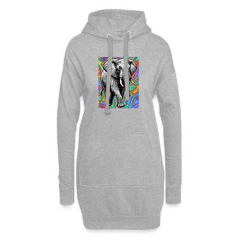Elefant - Hoodie-Kleid - Grau meliert - Vorne