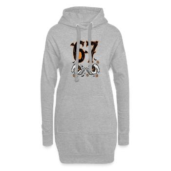 67 Écusson des Mains d’Halloween - Sweat-shirt à capuche long Femme - gris chiné - Devant