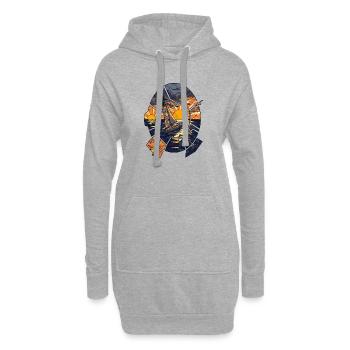 Voilier au coucher du soleil - Sweat-shirt à capuche long Femme - gris chiné - Devant