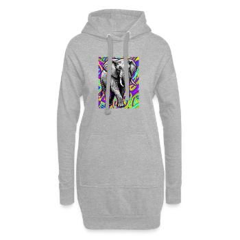 éléphant - Sweat-shirt à capuche long Femme - gris chiné - Devant