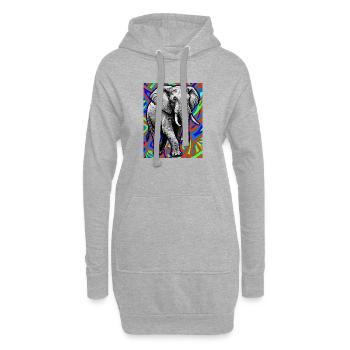 Elefant - Hoodie-Kleid - Grau meliert - Vorne