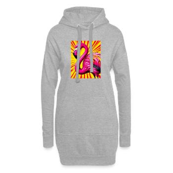 Flamant - Sweat-shirt à capuche long Femme - gris chiné - Devant
