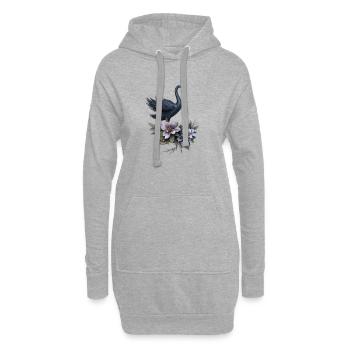 Cygne noir avec des fleurs de lilas - Sweat-shirt à capuche long Femme - gris chiné - Devant