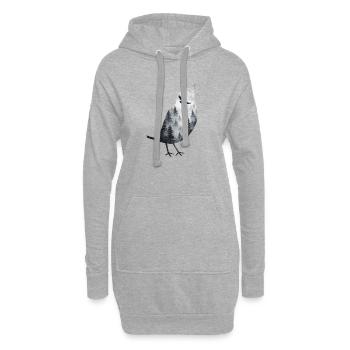Vogel im Waldnebel - Hoodie-Kleid - Grau meliert - Vorne