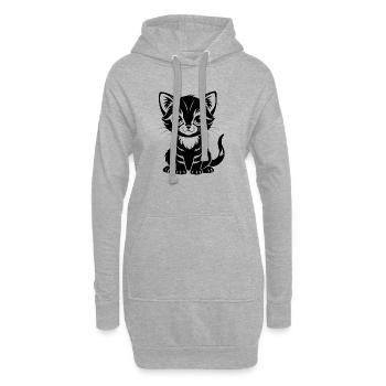 Chat mignon - Sweat-shirt à capuche long Femme - gris chiné - Devant