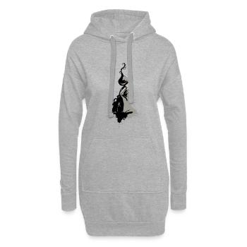 Lachender Yokai – Trickster-Dämon Sumi-e - Hoodie-Kleid - Grau meliert - Vorne
