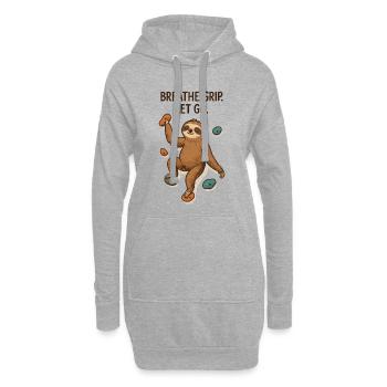 Zen Faultier: Grip Let Go Klettern - Hoodie-Kleid - Grau meliert - Vorne