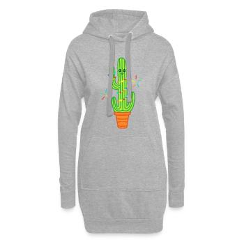 Mignonne bande dessinée Cactus Green - Sweat-shirt à capuche long Femme - gris chiné - Devant