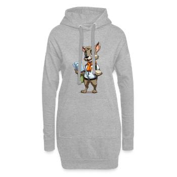 Kurierhase mit Briefen - Hoodie-Kleid - Grau meliert - Vorne