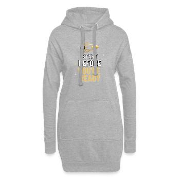 Commencez avant d’être prêt : mot inspirant sur la fusée - Sweat-shirt à capuche long Femme - gris chiné - Devant