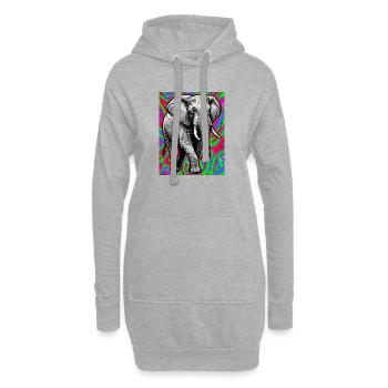 Elefant - Hoodie-Kleid - Grau meliert - Vorne