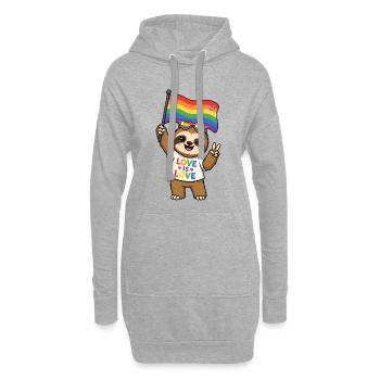 CSD LGBTQ schwul lesbisch queer Regenbogenfahne - Hoodie-Kleid - Grau meliert - Vorne
