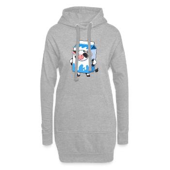 Kuh im Milchkarton Cartoon - Hoodie-Kleid - Grau meliert - Vorne