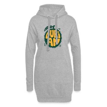 Durian Frucht Logo mit Stacheln - Hoodie-Kleid - Grau meliert - Vorne