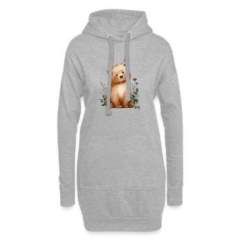 Ours avec papillon - Sweat-shirt à capuche long Femme - gris chiné - Devant