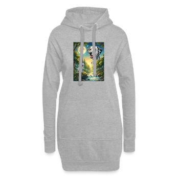 Hurlant à la Lune Mème Chien Dalmatien - Sweat-shirt à capuche long Femme - gris chiné - Devant
