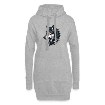 Wolfsblick Graphique - Sweat-shirt à capuche long Femme - gris chiné - Devant