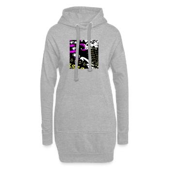 Collage kaléidoscopique néon - Sweat-shirt à capuche long Femme - gris chiné - Devant