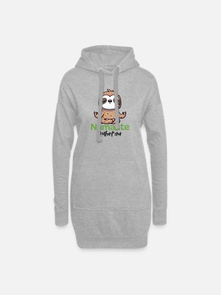 Namaste | Meditating Sloth - Hoodie-Kleid - Grau meliert