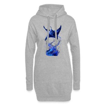 Kosmisch-Blaue Astral-Manta - Hoodie-Kleid - Grau meliert - Vorne