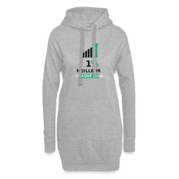 1% Meilleur Chaque Jour - Sweat-shirt à capuche long Femme - gris chiné - Devant