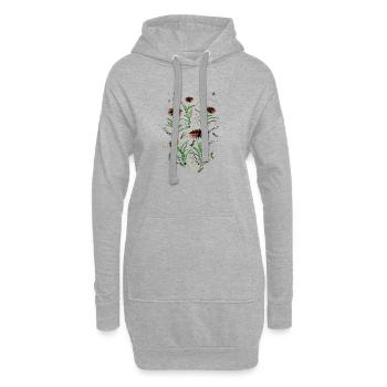 Abstrakte Wildblumen Grunge Illustration - Hoodie-Kleid - Grau meliert - Vorne