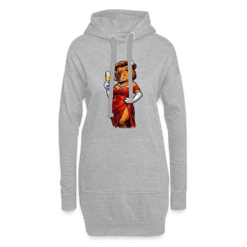 Elegant capybara lady with sparkling wine - Hoodie Dress - heather grey - Front
