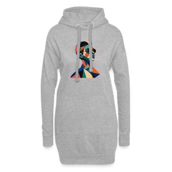 Geometric Color Portrait with Sunglasses - Hoodie Dress - heather grey - Front