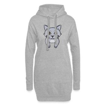 Portrait de chaton gris avec un chat qui regarde en regardant - Sweat-shirt à capuche long Femme - gris chiné - Devant