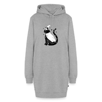 Magische Halloween Katze als Hexe - SW - Hoodie-Kleid - Grau meliert - Vorne - AI Model Female 172 light (172cm)