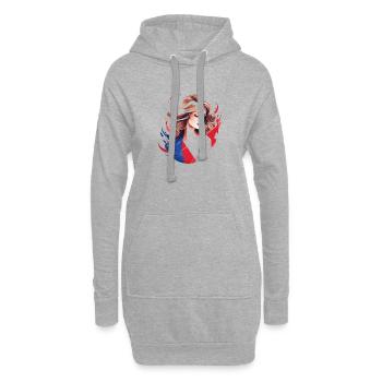 Tee shirt France - Sweat-shirt à capuche long Femme - gris chiné - Devant