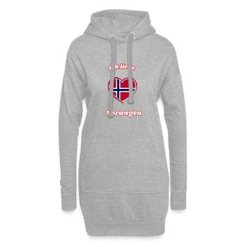 Ich liebe Norwegen. - Hoodie-Kleid - Grau meliert - Vorne