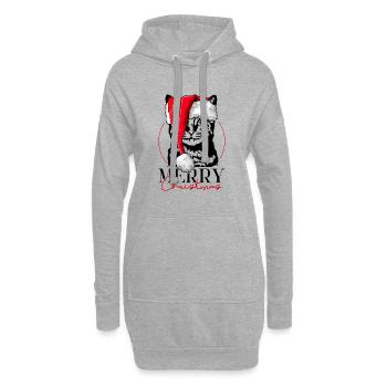 Père Noël Joyeux Noël drôle chat Wilsigns - Sweat-shirt à capuche long Femme - gris chiné - Devant