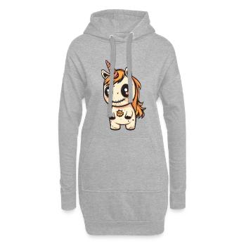 Einhorn Halloween Zombie - Hoodie-Kleid - Grau meliert - Vorne
