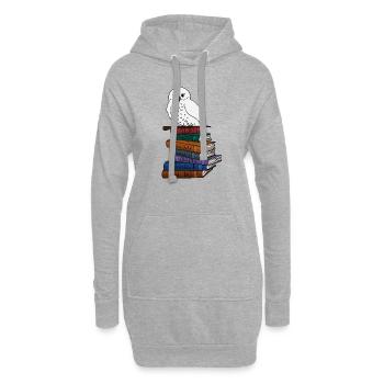 Magische Zauber Eule mit Bücher - Hoodie-Kleid - Grau meliert - Vorne